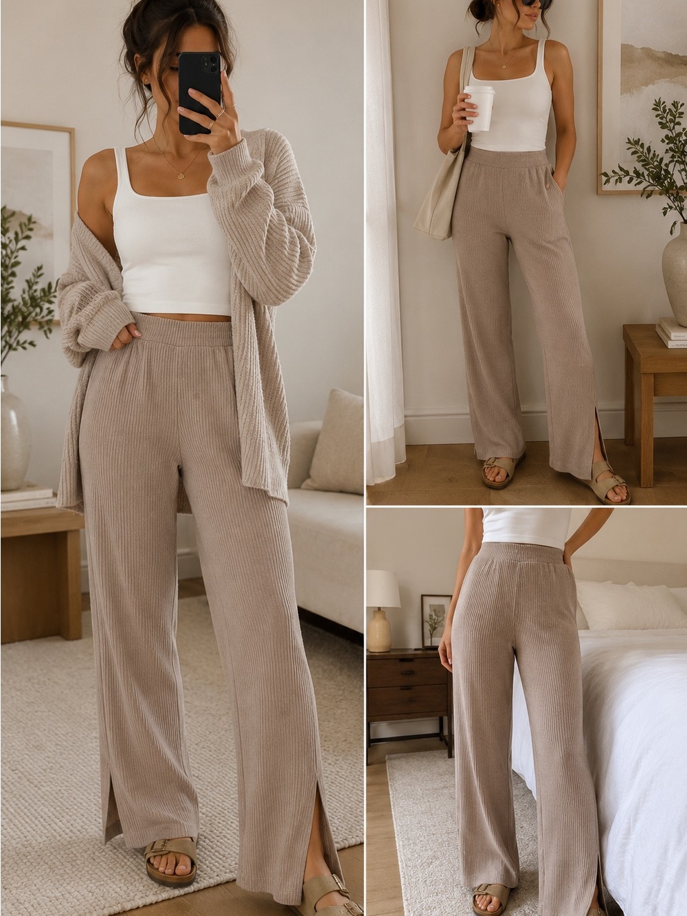 🤎 H&M Ribbed Knit Lounge Pants — Size Medium